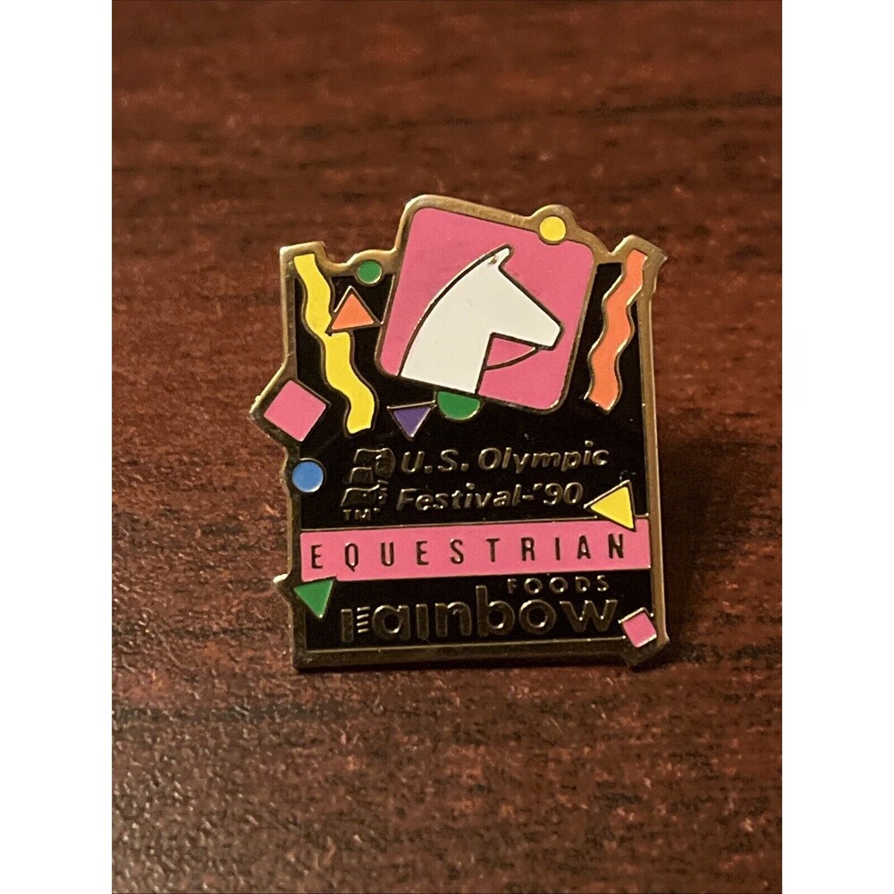 1996 U.S. Olympic Festival 1990 Equestrian Event Rainbow Foods Lapel Hat Pin